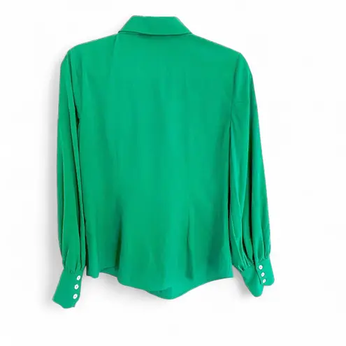 Riley & Rae Size S Emerald Green Bow Tie Neck Blouse Balloon Sleeve Top