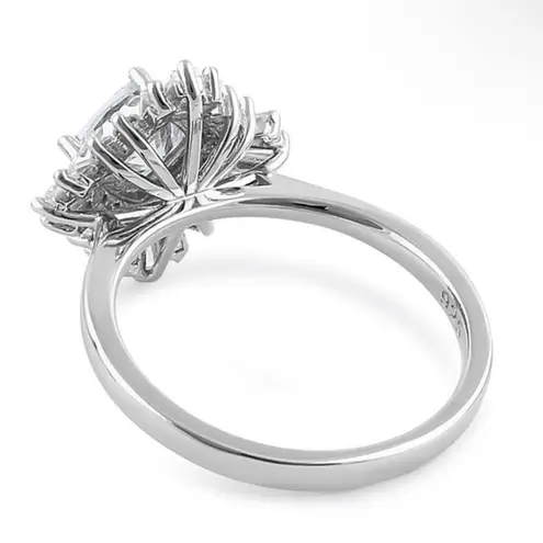 Sterling Silver SIZE 5 925 Gorgeous Cushion Halo Clear Engagement Ring