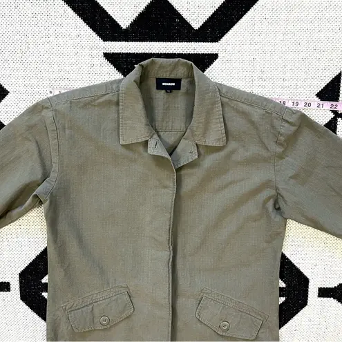 Monrow Vintage Cotton Shirt Jacket in Military Green Size XS