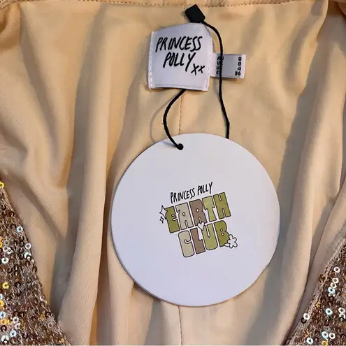 Princess Polly  Dancing Queen Sequin Mini Dress Champagne Size 4