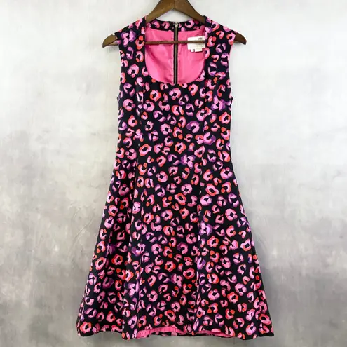 Kate Spade Womens Dress Size 6 Leopard Fit Flare Preppy Party Kimi Valentines Black