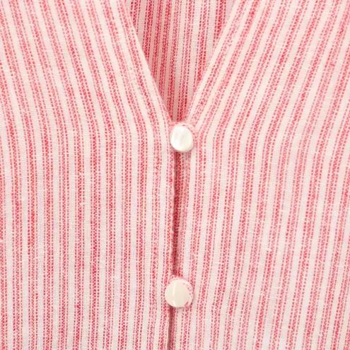 Rails Marti Peplum Blouse in Scarlet Stripe Linen Rayon Blend Top L