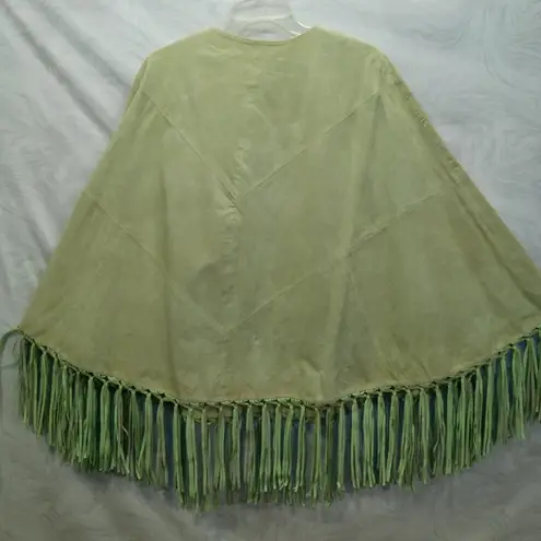 Terry Lewis | Boho 100% Leather Suede Fringe Cape Poncho Jacket One Size