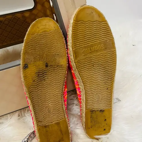 Soludos Malhia Kent plaid bright boho espadrilles shoes size 9 pink oran…