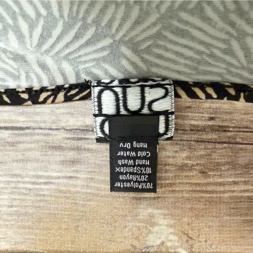 Clara Sun Woo Black Brown Round Neck 3/4 Sleeve Asymmetrical Hem A Line Tunic XL