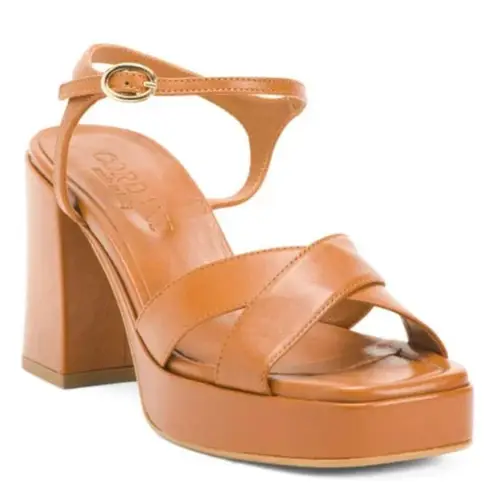 Women's Cordani Made in Italy Bowdie Platform Brown Leather Block Heels size 38