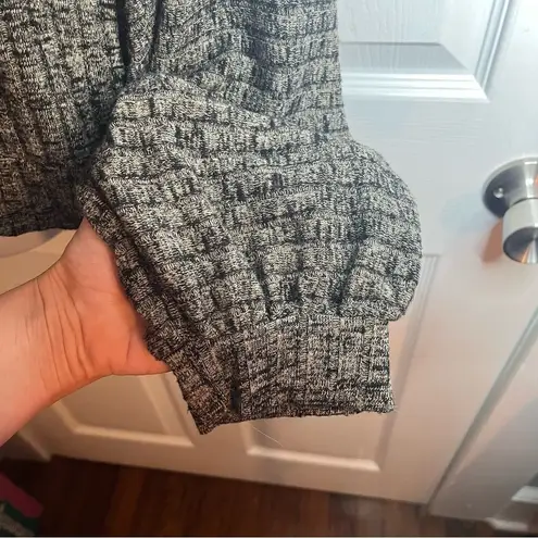 Michael Stars Black Marled Balloon Sleeve Heathered Polly Knit Square Neck Top M