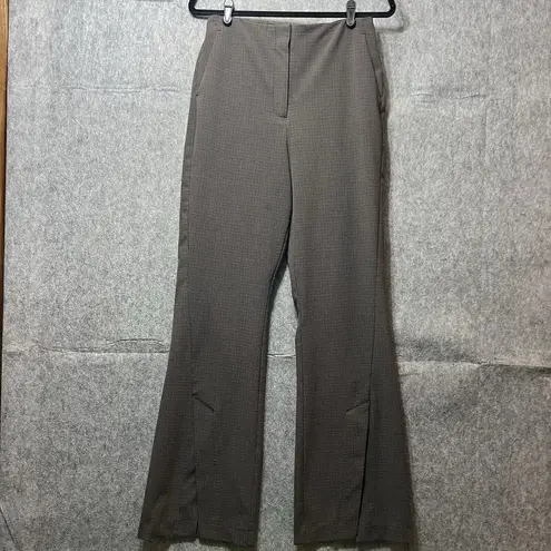 House Of Harlow 1960 Dress Pants 8 Wide Leg Trousers Brown Micro Check Slacks