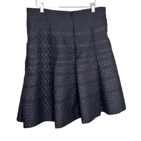 Akris Punto Jacquard Black Pleated Swiss Dot Stripe Skirt 12