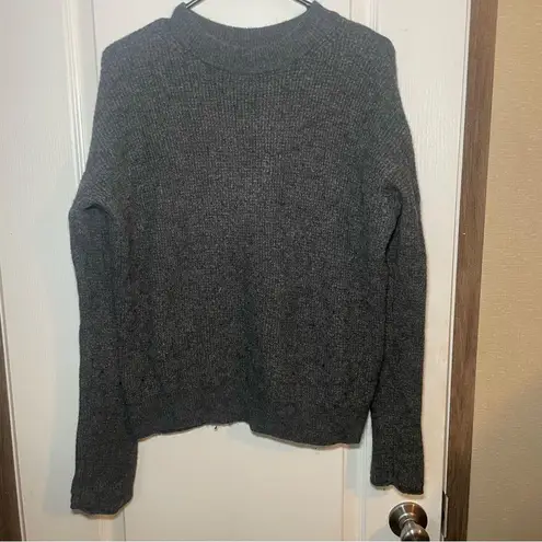 Point Sur J Crew Button Back Wool Alpaca Crewneck Sweater Gray Oversized XXS