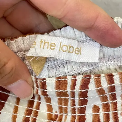 Anthropologie Love the Label by  Zebra Long Sleeve Smocked‎ Crop Top Size XS