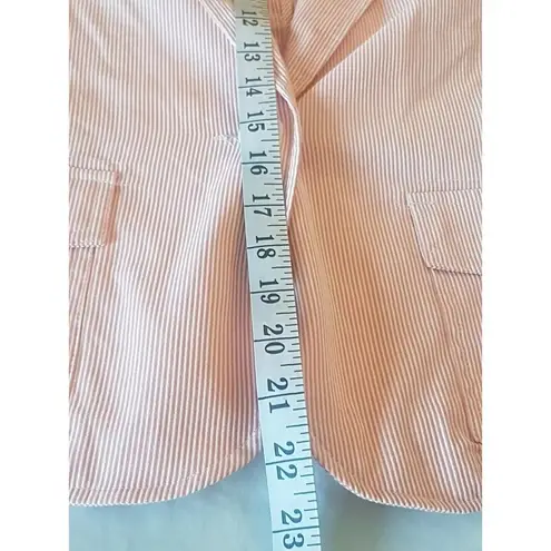 Patchington Womens Blazer Jacket Size PS Size Petite Small Striped Short Cotton Orange