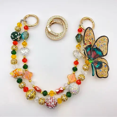 Handmade 🦋Luxury Bag/Phone Chain Charm/Keychain Colorful Filigree Butterfly Crystal Beads