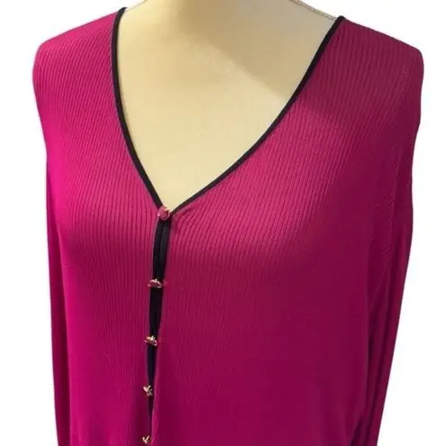 Escada Neiman Marcus Ribbed Sheer Cardigan Office Siren Career Chic Old Money L Pink Size L