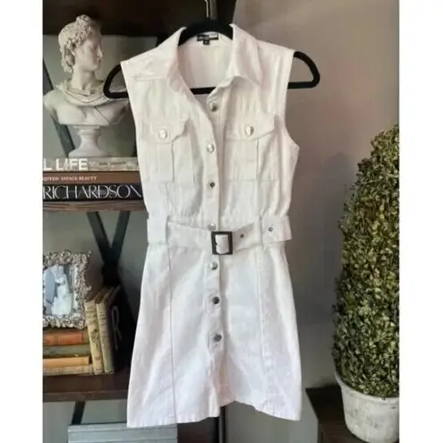 Area Stars Dress Women's Small White Denim Shirt Collared Snap Button Mini
