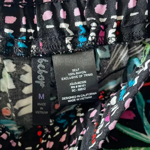 NWT Bebop Women’s Boho Black Neon Printed Wide Leg Relaxed Fit Pants