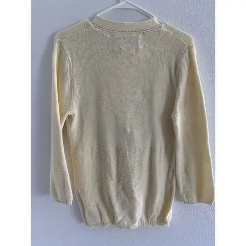 Field and Flower Cardigan Womens XL Yellow Floral Embroidery Teacher Grandma Art