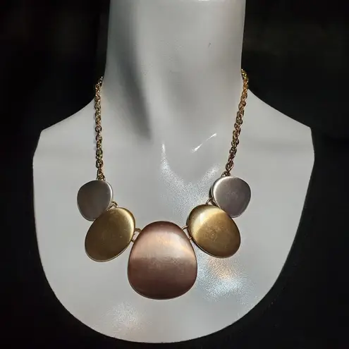 Modern Geometric Rose Gold, Gold, & Silver Statement Necklace Gold