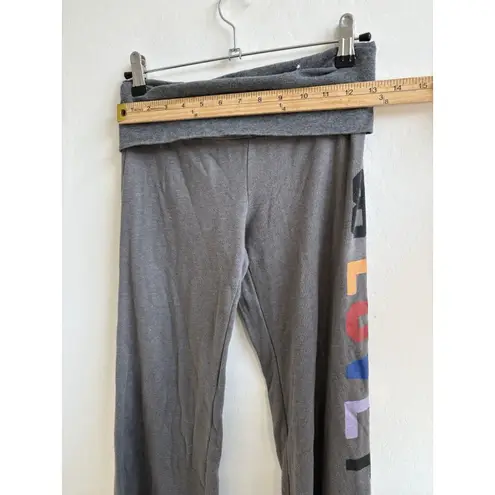 Vintage Victoria’s Secret PINK Yoga Pants Fold Over Waist “86 LOVE PINK” Gray XS