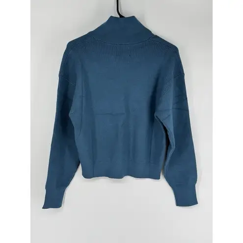Revolve Stitches & Stripes Eva Half Zip Ribbed Sweater Sweatshirt Size XL Blue