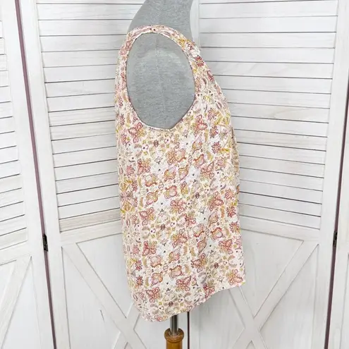 Artisan NY Floral Boho Sleeveless Tank Top Blouse White Yellow Red Small