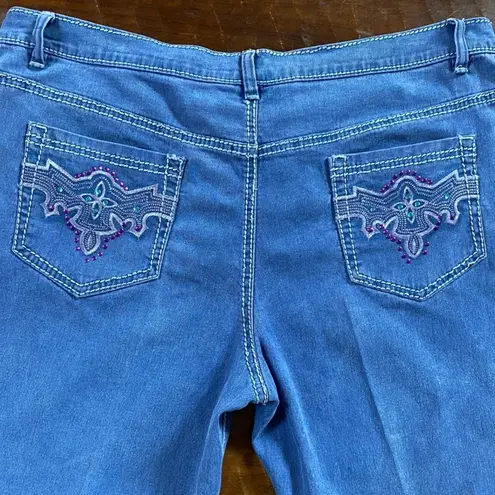 DG2 Embellished Jeans Petite 14P Purple Blue Eclectic
