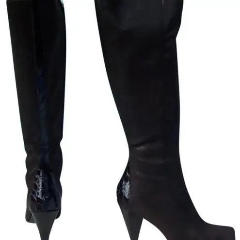 Donald Pliner Expresso Suede Croc Leather Boot New Water Resistant New NIB $495 Brown Size 8.5