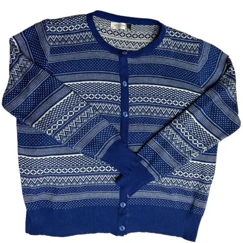 Jon & anna Vintage Nordic Blue White Sparkly Buttons Cardigan Size 3X