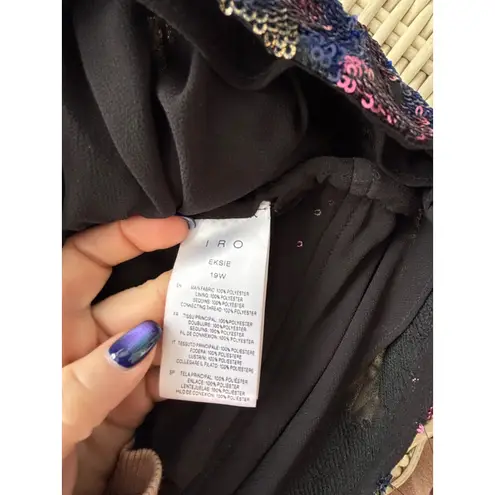 IRO Eksie Sequined Wrap Blouse Size 38 or 6 holiday party flattering maximalist