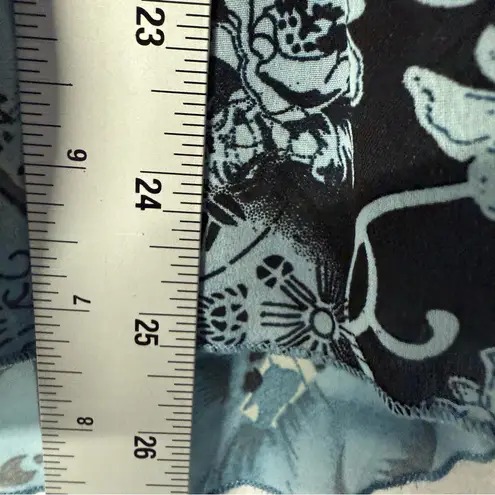 Studio 1940 Top Women 26 Blue Floral Ruffle Deep V Neck Long Bell Sleeve Fairy