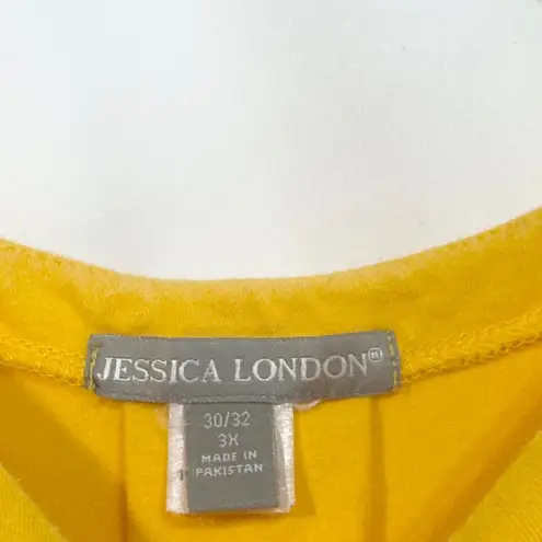 Jessica London 30W 32W Top 3X Yellow Short Sleeve Tee Swing Trapeze A Line 965