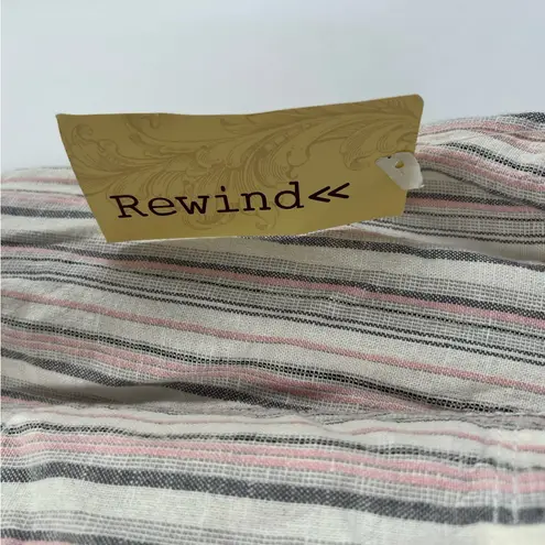 Rewind Striped Linen Blend Drawcord Elastic Waist Straight Leg Pants NWT 3X