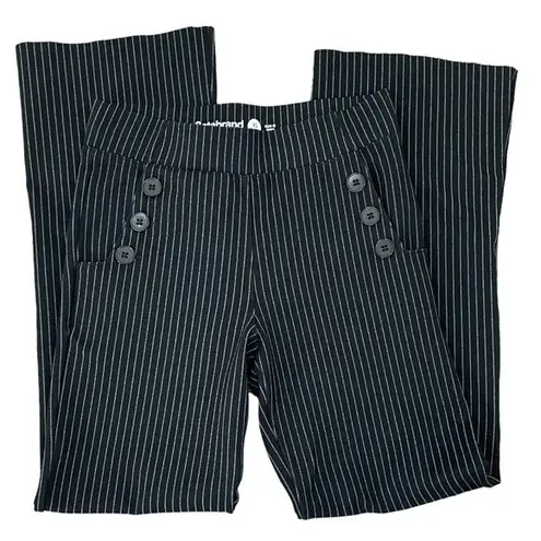 Betabrand Boot-Cut Six-Button Dress Pant Yoga Pants Black Pinstripe Size XS XSP