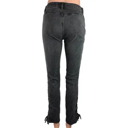 DKNY Jeans Women Black Mid Rise Flat Front Side Corset Lace Skinny Denim Jeans 3 Size undefined