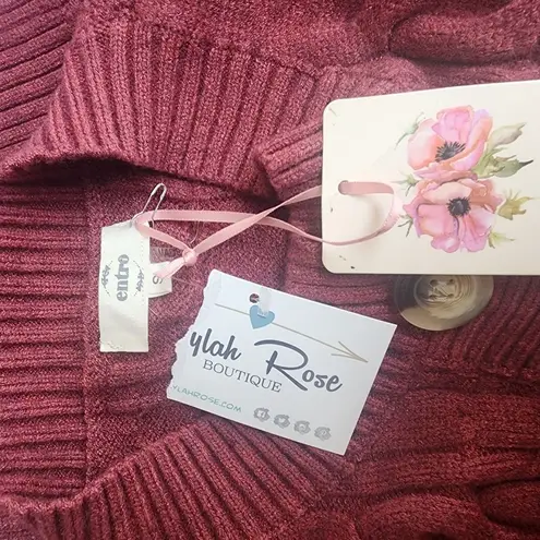 Entro  Dark Rust Cable Knit 3 Button Sweater (S)