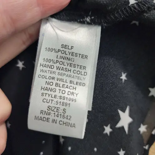 She Sky Top Womens Size Small Black Camisole Star Spaghetti Straps Celestial