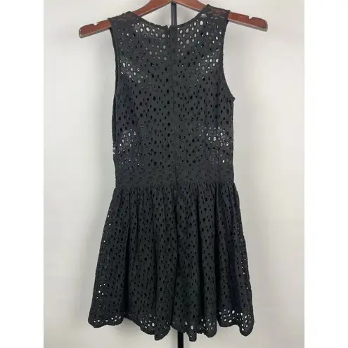 ANGL Black Lace Peekaboo Eyelet Sleeveless A-Line Mini Club Party Dress Size S