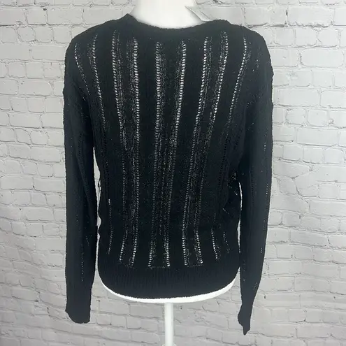 ASTR  The Label Surplice Front Black Pointelle Sweater. Size S, NWT