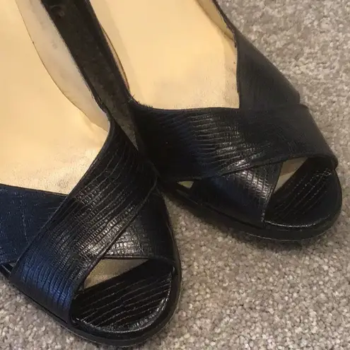 Ralph Lauren  size 7 black leather peep toe heels