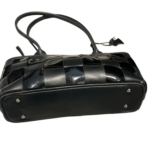 Boots N Bags Genuine Leather Rectangular Handbag Checkerboard Black Columbia