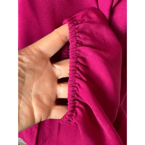 Collective Concepts Shirt Women XS Pink Balloon Sleeve V Neck Lace Detail Blouse