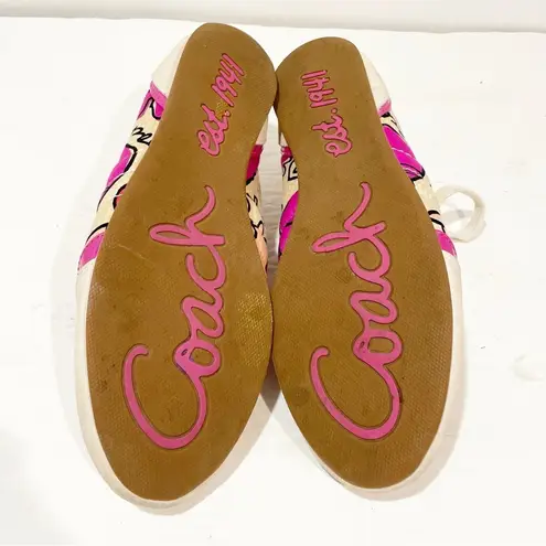 Coach  Size 8 Dillon Poppy Leather Suede Multi Color Floral Sneakers