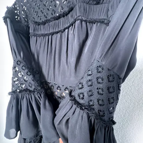 Cinq à Sept Octavia Black Lace Tiered Mini Dress 4