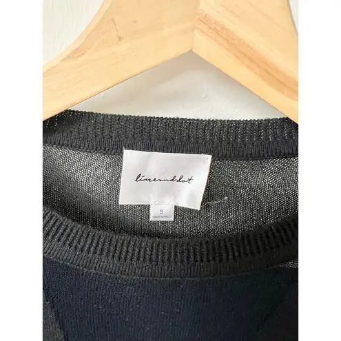 Line and Dot Mia Long Sleeve Crew Neck Pullover Contrast Sweater Black Women's S