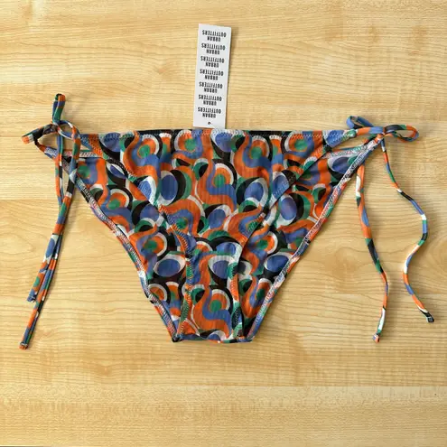 Solid & Striped Iris Printed Side Tie Mesh Bikini Bottom in Optic Swirl - Large