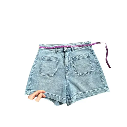 Faherty Stretch Terry Patch Pocket Short Denim High Waisted Light Wash Size 29