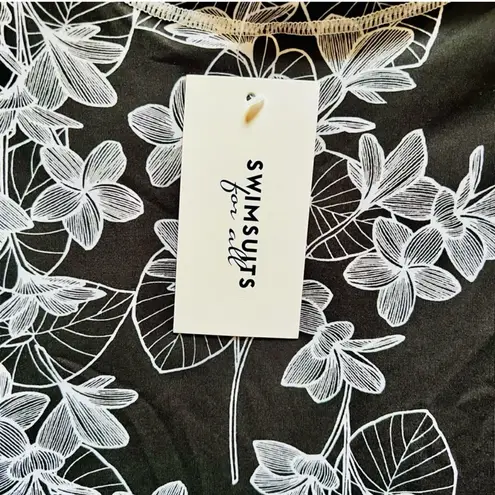 Swimsuits for All Black & White Floral Swim Coverup Size undefined