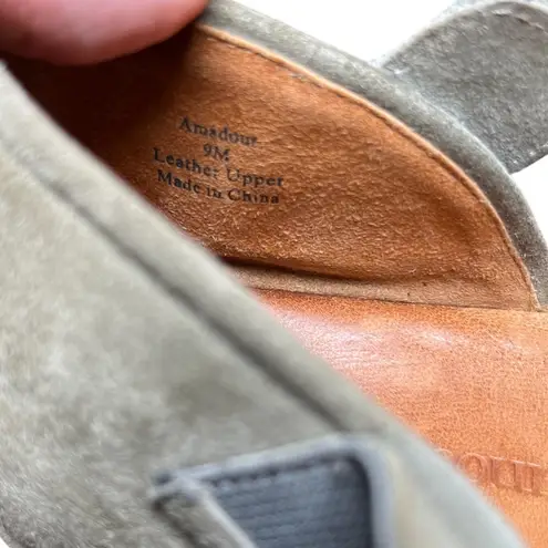 L'Amour Des Pieds Amadour Suede Platform Wedge Sandals Gray Elastic Strap 9M Size 9