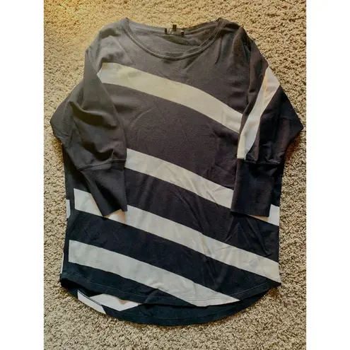 Lafayette 148 New York Striped Dolman Pullover Sweater Navy/White Small Blue