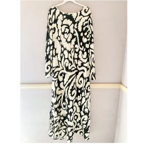 The Wolf Gang Santa Elena Maxi Dress Ikat Print Linen Size 2X Black